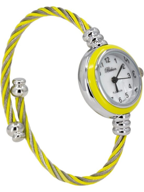 Women\'s Tan Yellow Analog Quartz Elegant Cable Cuff Arabic Number Bracelet Watch main image 6